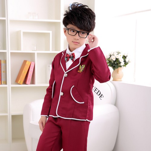 Wine red white black England British style girl's boys toddlers school competition chorus performance uniforms student clothes